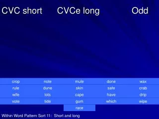 CVC short CVCe long Odd