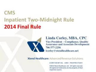 CMS Inpatient Two-Midnight Rule 2014 Final Rule
