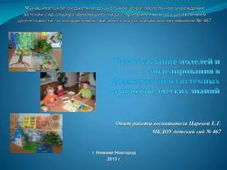 Опыт работы воспитателя Царевой Е.Г. МБДОУ детский сад № 467