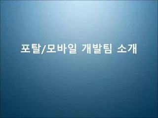 포탈 / 모바일 개발팀 소개