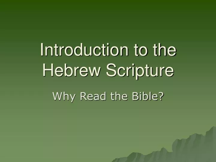 introduction to the hebrew scripture