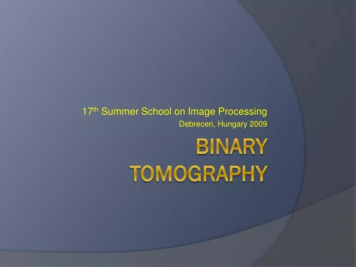 17 th summer school on image processing debrecen hungary 2009