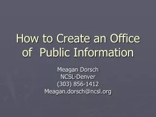 How to Create an Office of Public Information