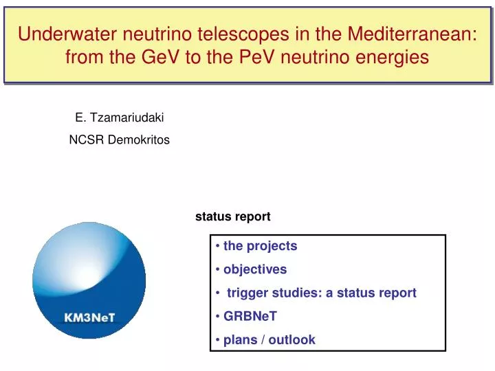 underwater neutrino telescopes in the mediterranean from the gev to the pev neutrino energies