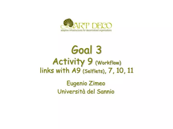 goal 3 activity 9 workflow links with a9 selflets 7 10 11