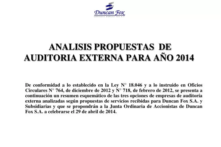 analisis propuestas de auditoria externa para a o 2014