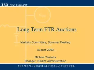 Long Term FTR Auctions