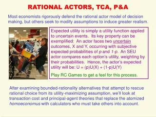 RATIONAL ACTORS, TCA, P&amp;A