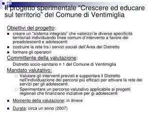 Il progetto sperimentale “Crescere ed educare sul territorio” del Comune di Ventimiglia