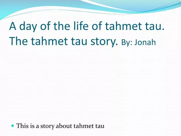 a day of the life of tahmet tau the tahmet tau story by jonah