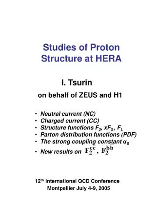 Studies of Proton Structure at HERA