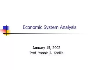 Economic System Analysis
