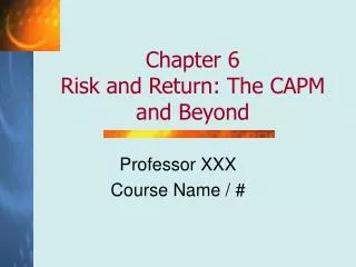 Professor XXX Course Name / #