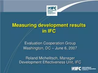 Measuring development results in IFC