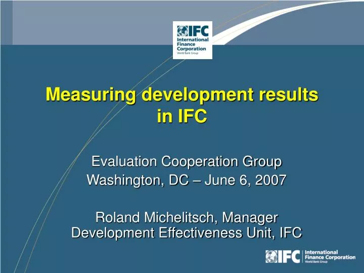 measuring development results in ifc
