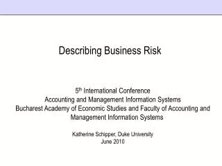 Describing Business Risk