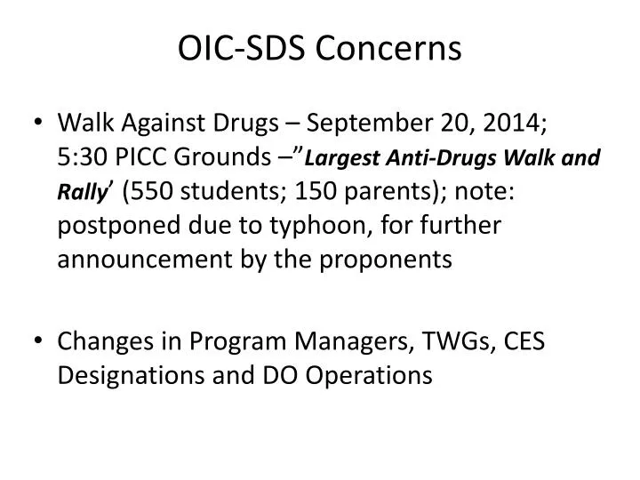 oic sds concerns