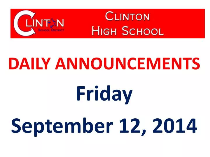 daily announcements friday september 12 2014