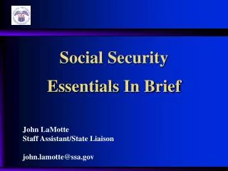 Social Security Essentials In Brief