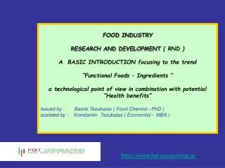 FOOD INDUSTRY RESEARCH AND DEVELOPMENT ( RND ) A BASIC INTRODUCTION focusing to the trend