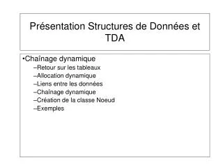 Présentation Structures de Données et TDA