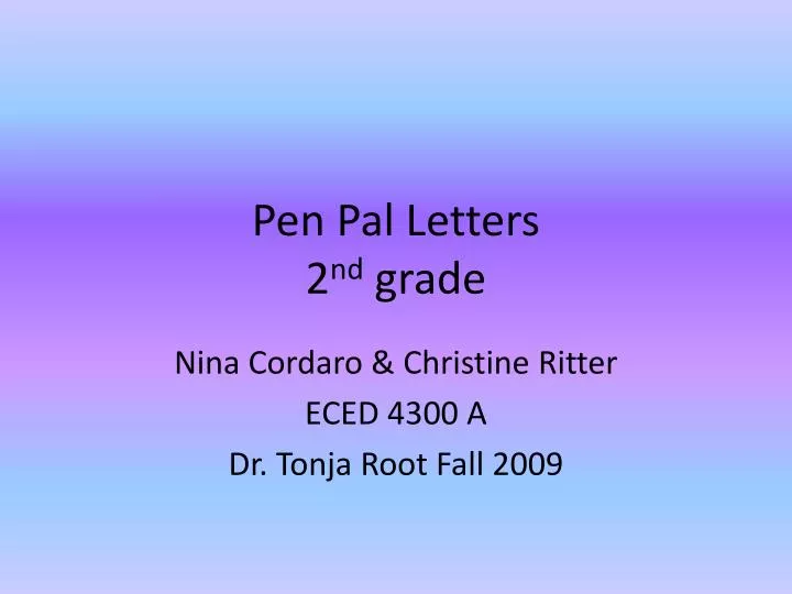 pen pal letters 2 nd grade