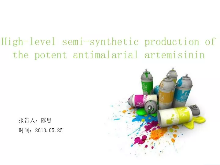 high level semi synthetic production of the potent antimalarial artemisinin