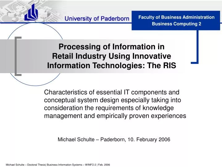 processing of information in retail industry using innovative information technologies the ris