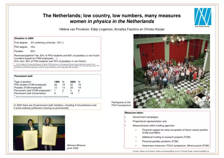 the netherlands low country low numbers many measures women in physics in the netherlands
