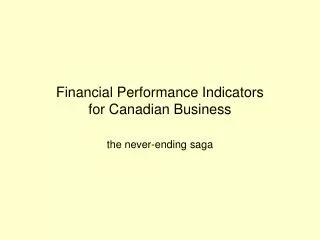 Financial Performance Indicators for Canadian Business
