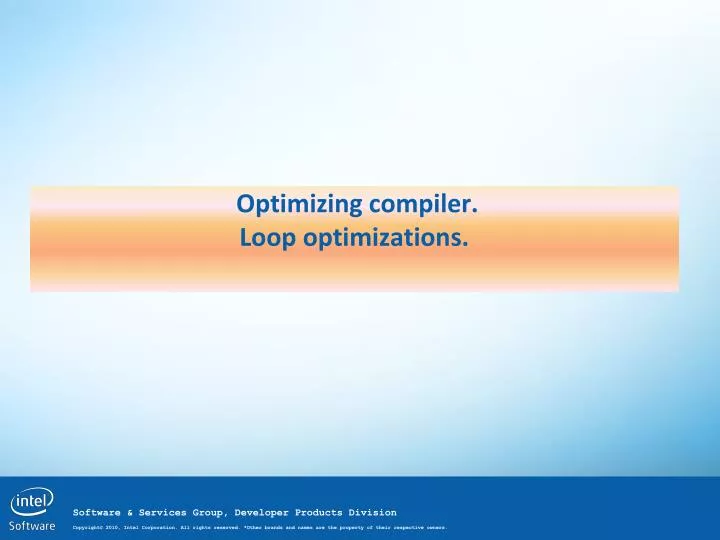 optimizing compiler loop optimizations