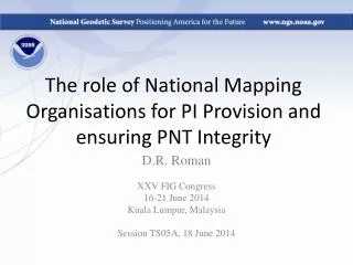 The role of National Mapping Organisations for PI Provision and ensuring PNT Integrity