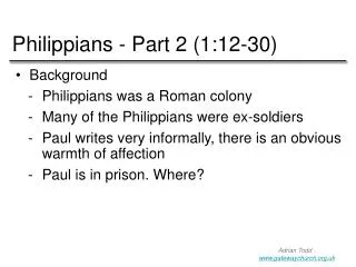 Philippians - Part 2 (1:12-30)
