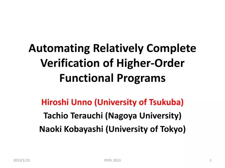 automating relatively complete verification of higher order functional programs
