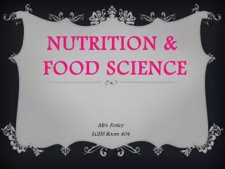 Nutrition &amp; Food Science