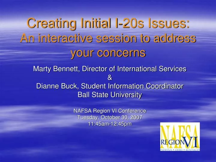 creating initial i 20s issues an interactive session to address your concerns