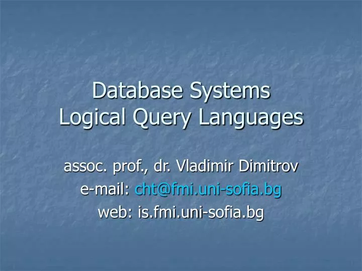 database systems logical query languages