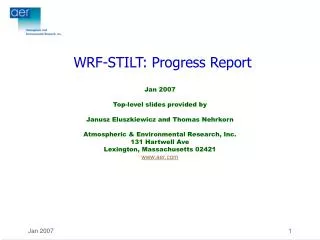 WRF-STILT: Progress Report