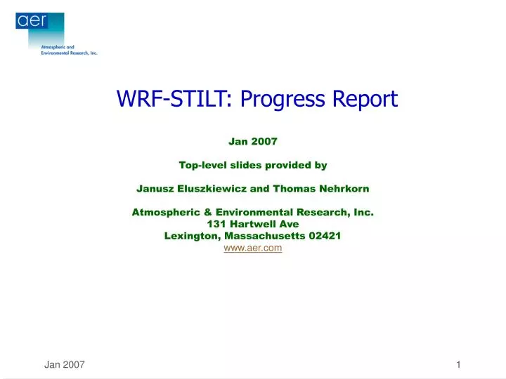 wrf stilt progress report