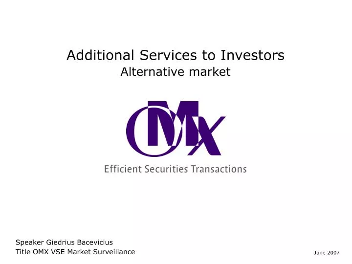 additional services to investors