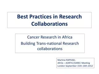 Best Practices in Research Collaborations