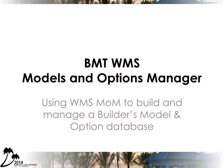 bmt wms models and options manager