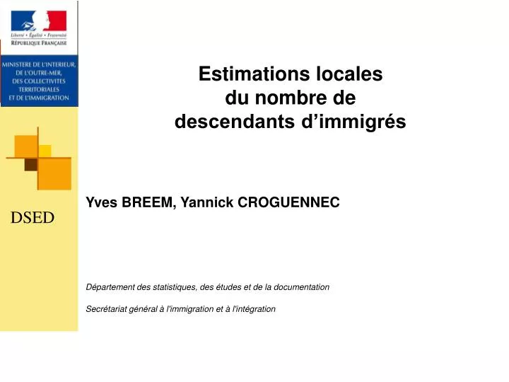 estimations locales du nombre de descendants d immigr s