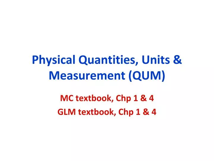 physical quantities units measurement qum