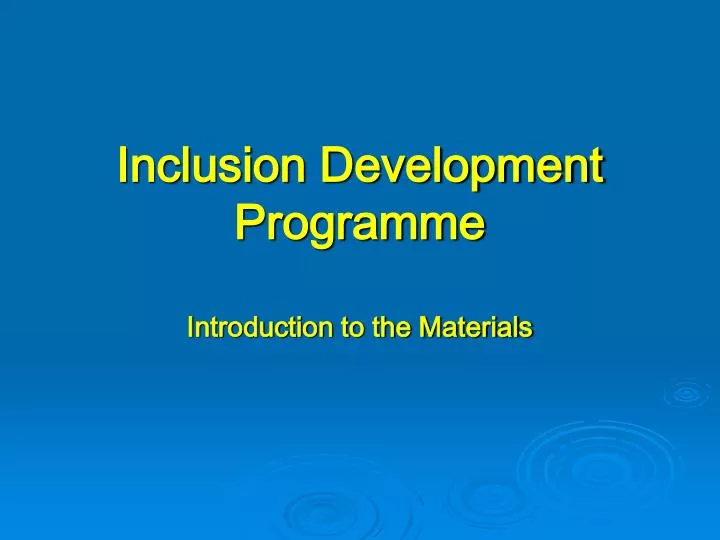 inclusion development programme