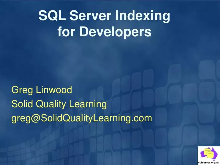 sql server indexing for developers