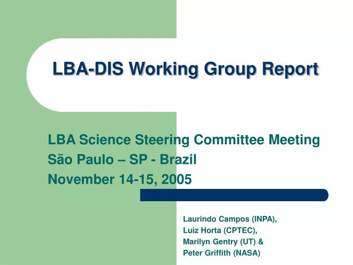 lba dis working group report