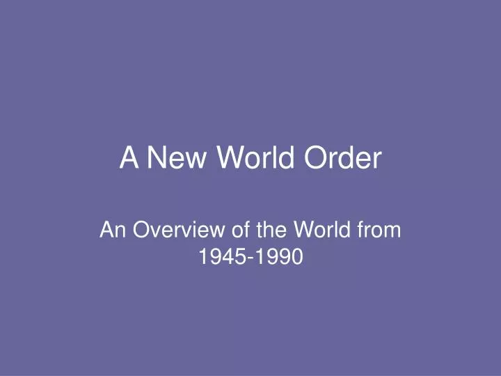 a new world order