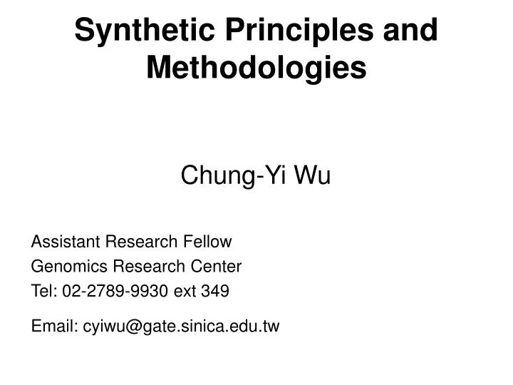 synthetic principles and methodologies
