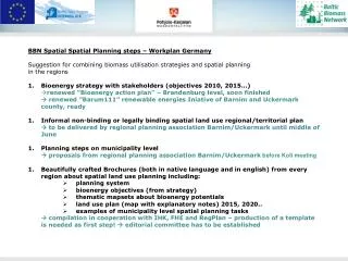 BBN Spatial Spatial Planning steps – Workplan Germany